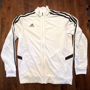 Adidas Track Jacket, Men Large, White and Black. Worn once and like New!